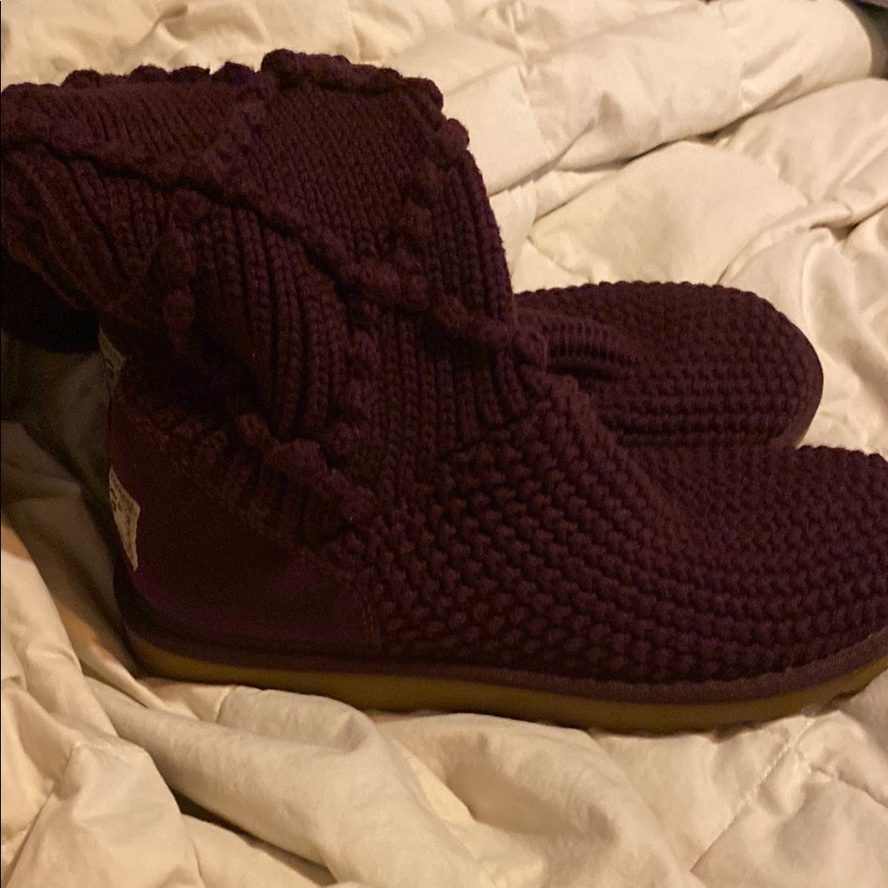 UGG Purple Ankle Boots Cozy Knit Booties